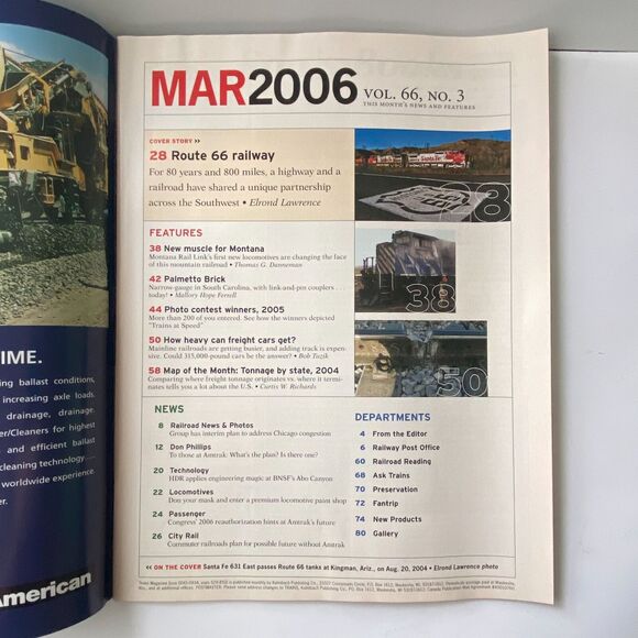 Trains March 2006 Twin Legends of Southwest Freight Cars Tonnage by State Map - Picture 3 of 10